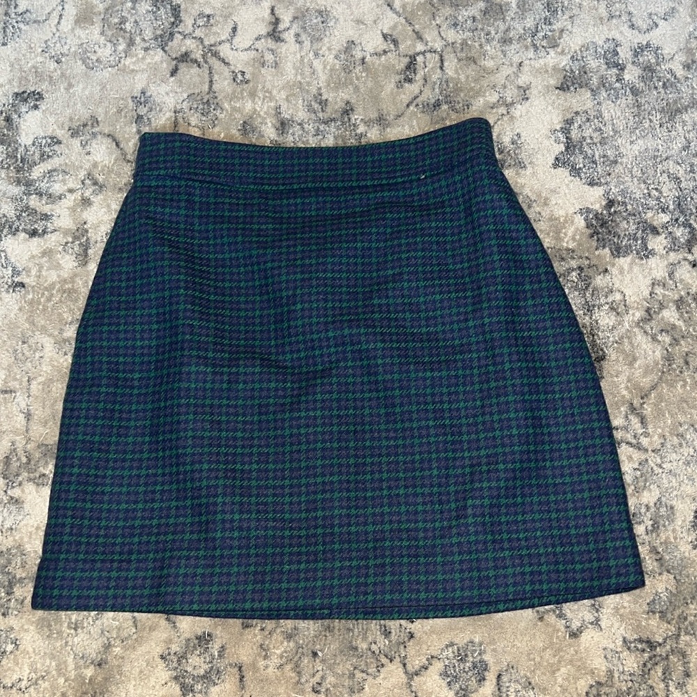 J. Crew Plaid wool-blend A-line Mini Skirt - Serene Spruce - Picture 4 of 6
